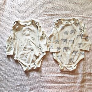 Pehr two watercolor onesies 3-6 mo